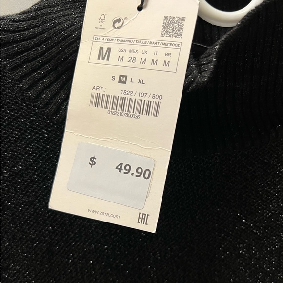 NWT ZARA black metallic sweater dress - Picture 3 of 8